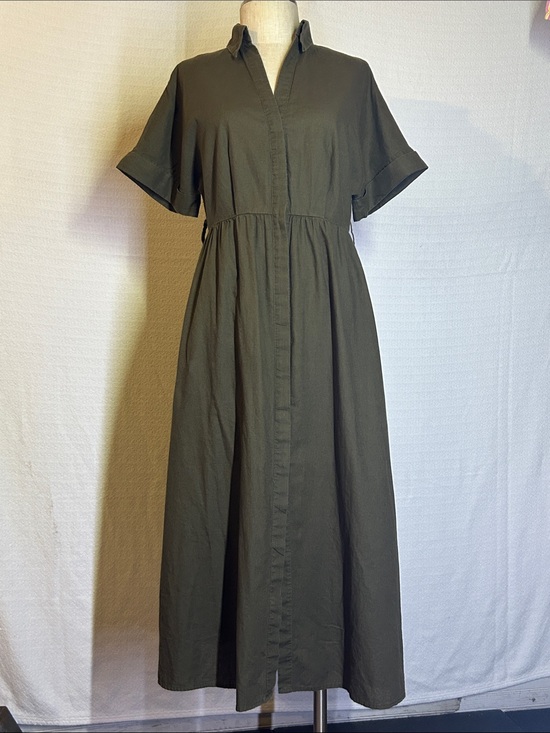 Zara Dresses & Skirts - Zara Olive Green Maxi Shirt Dress